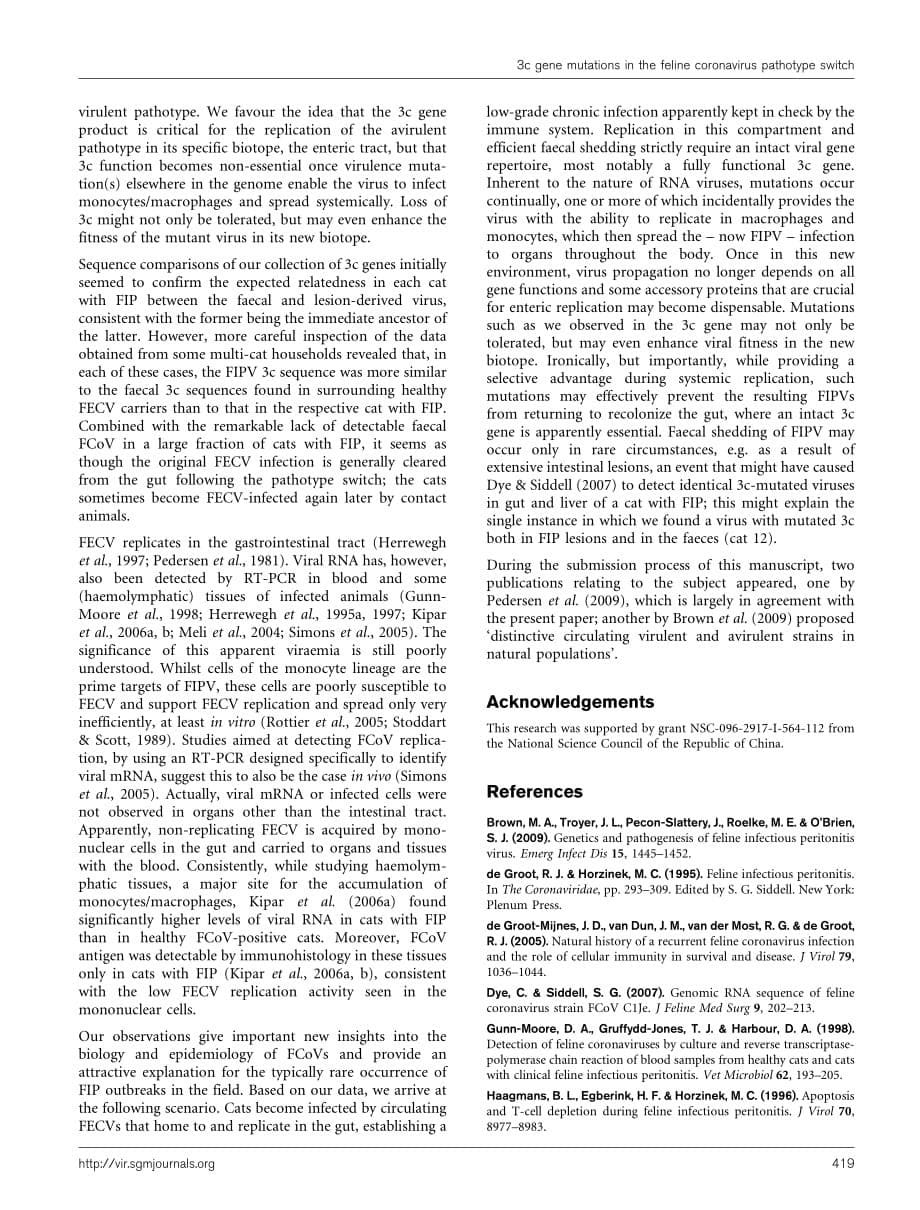 2010 Feline infectious peritonitis_ insights into feline coronavirus pathobiogenesis and epidemiology based on genetic a_第5页