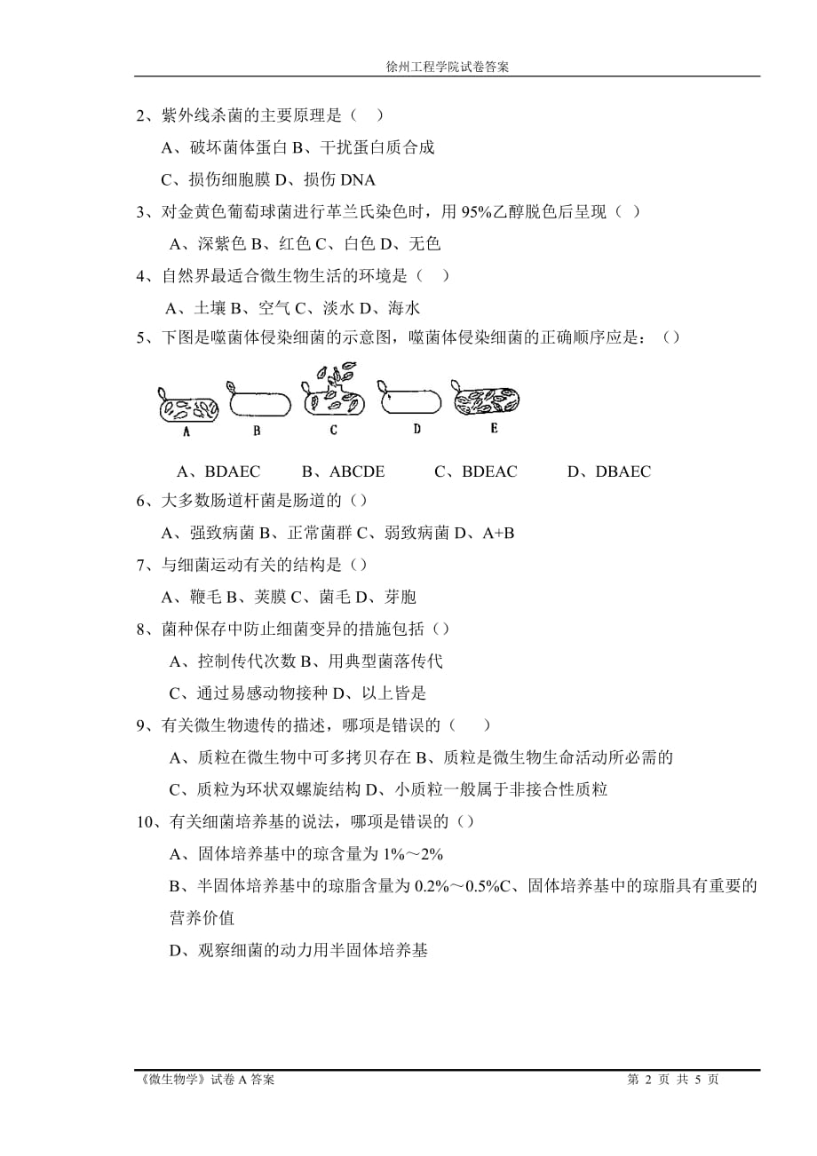 微生物学试卷a附标准答案k_第2页