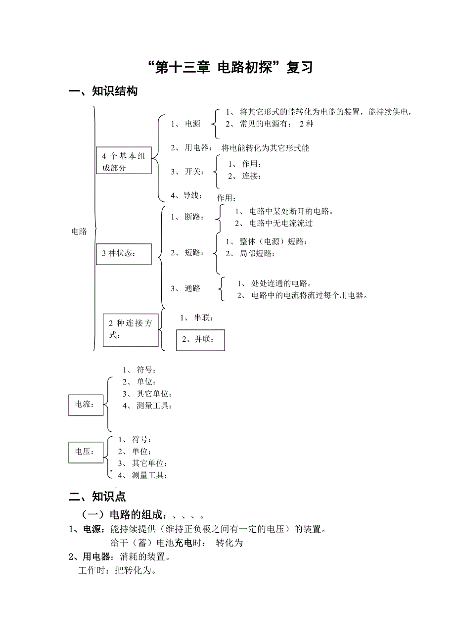 电路电流知识点作业_第1页