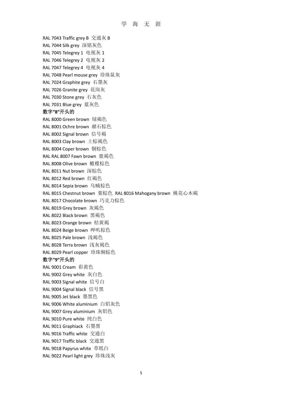 ral色卡对照表（2020年7月整理）.pdf_第5页