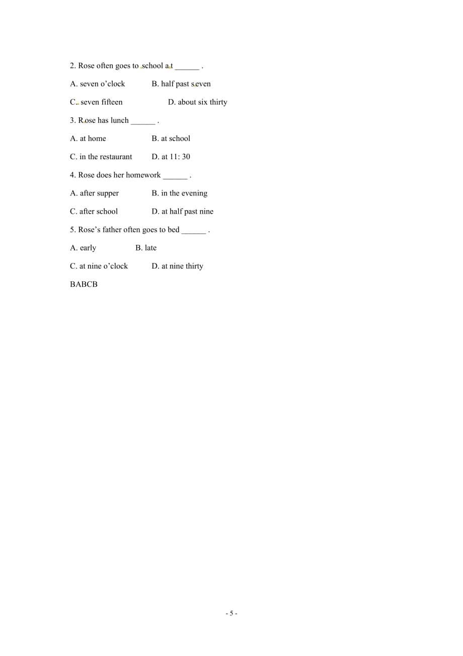英语考试：Module 7 Unit 1能力提升练（外研版七年级上）_第5页