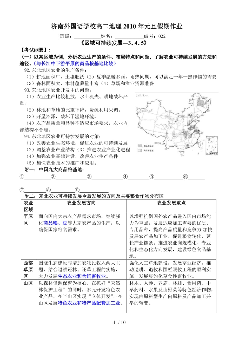 学业水平考试试题作业学案(区域可持续发展)_第1页