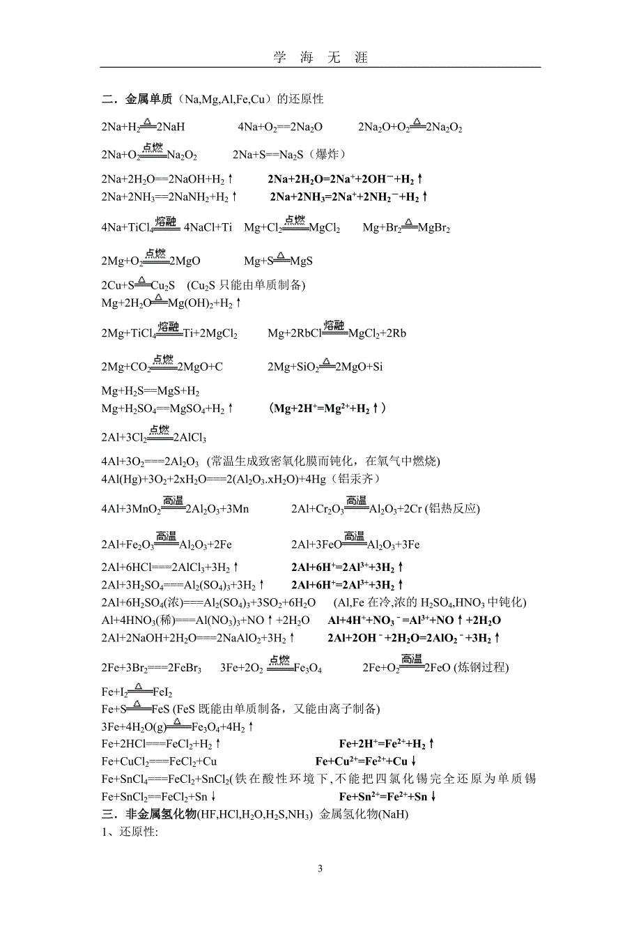 （2020年7月整理）高中化学方程式（总）.doc_第3页