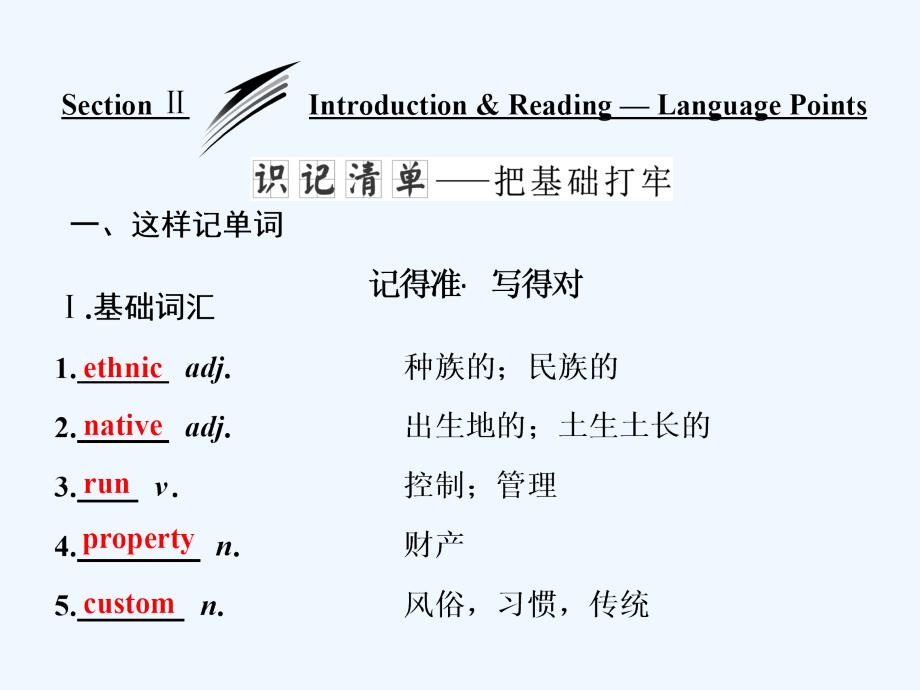 2017-2018学年高中英语 Module 5 Ethnic Culture Section Ⅱ Introduction &ampamp;amp; Reading-Language Points 外研版选修7(1)_第1页