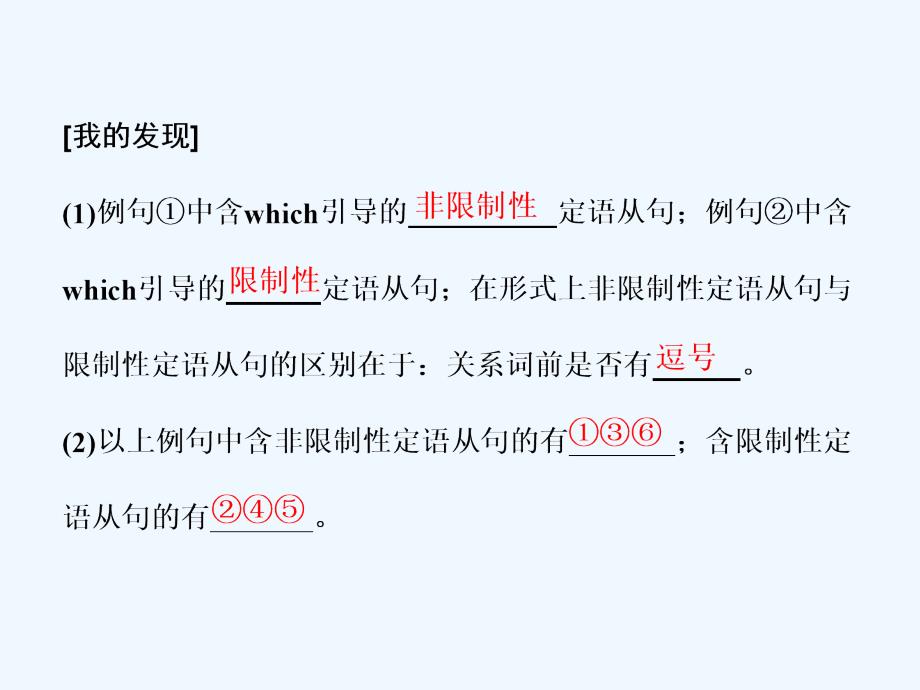 2017-2018学年高中英语 Unit 1 Cultural relics Section Ⅲ Grammar --限制性定语从句和非限制性定语从句 新人教版必修2_第3页