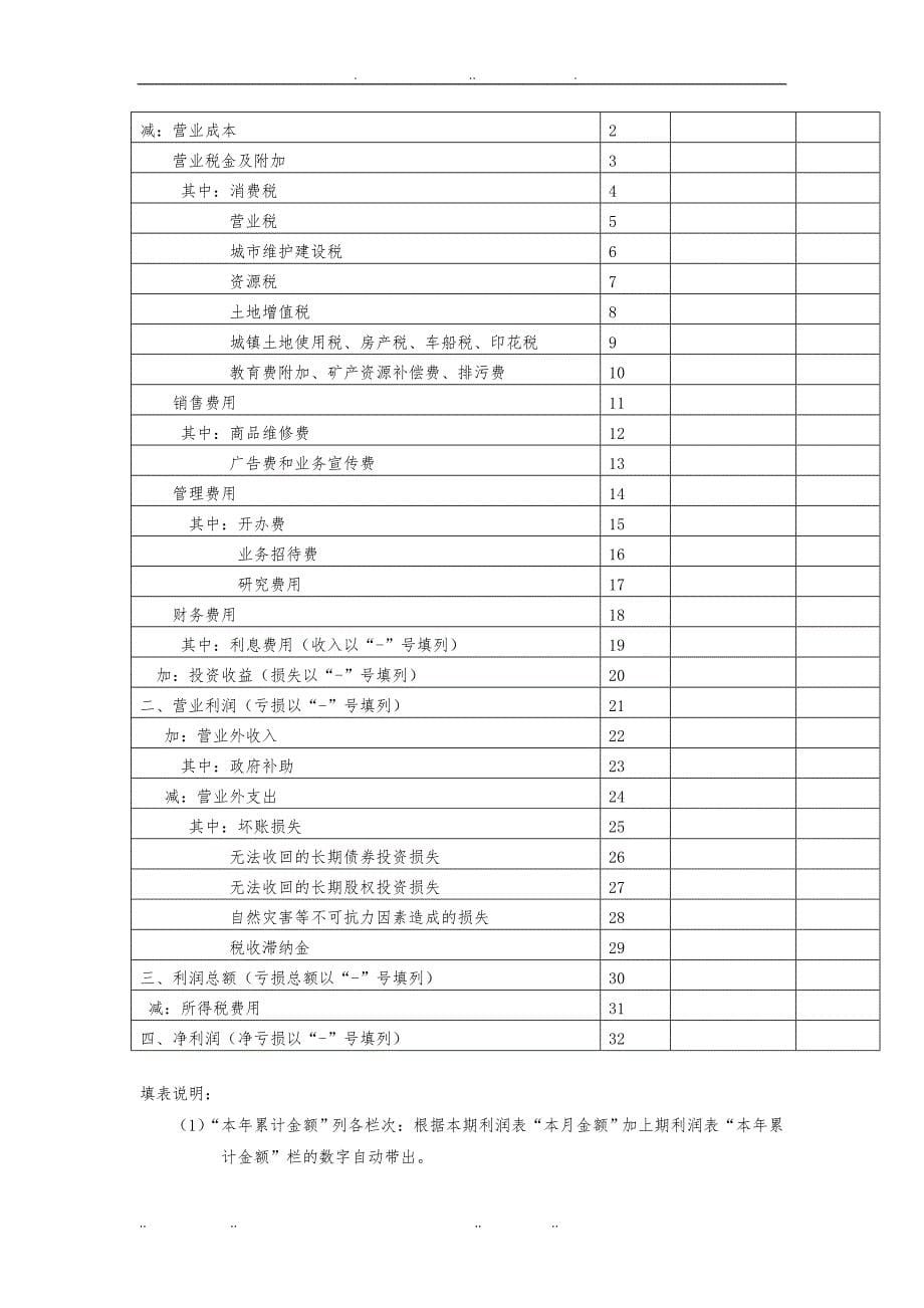 财务报表与管理知识分析填表说明_第5页