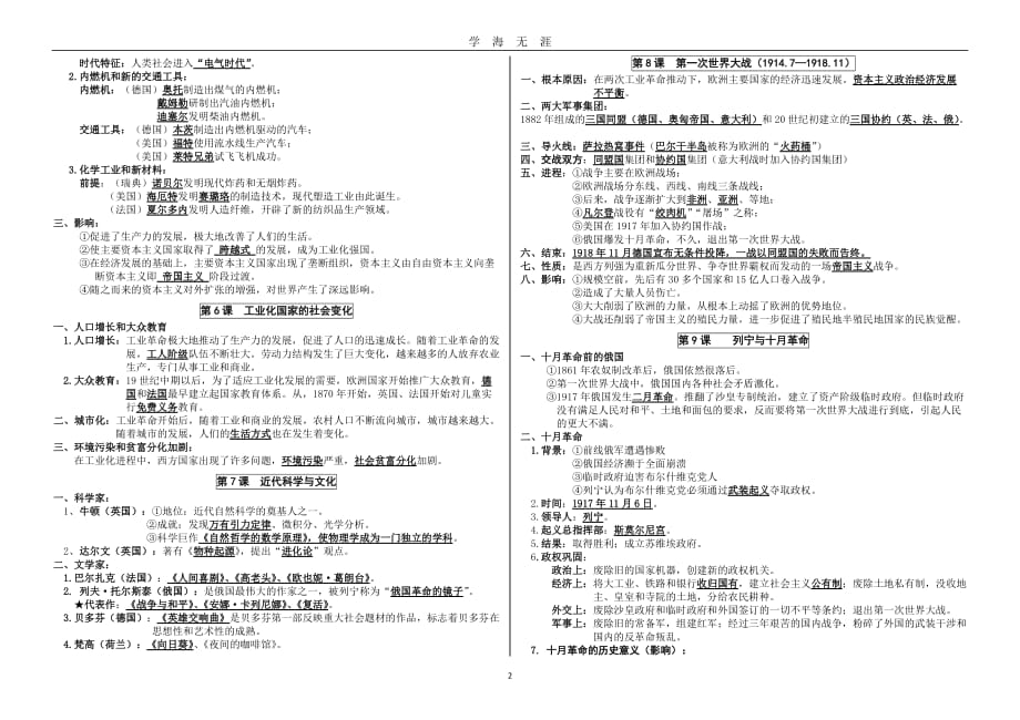 （2020年7月整理）部编人教版-九年级历史下册全册知识点复习提纲.doc_第2页