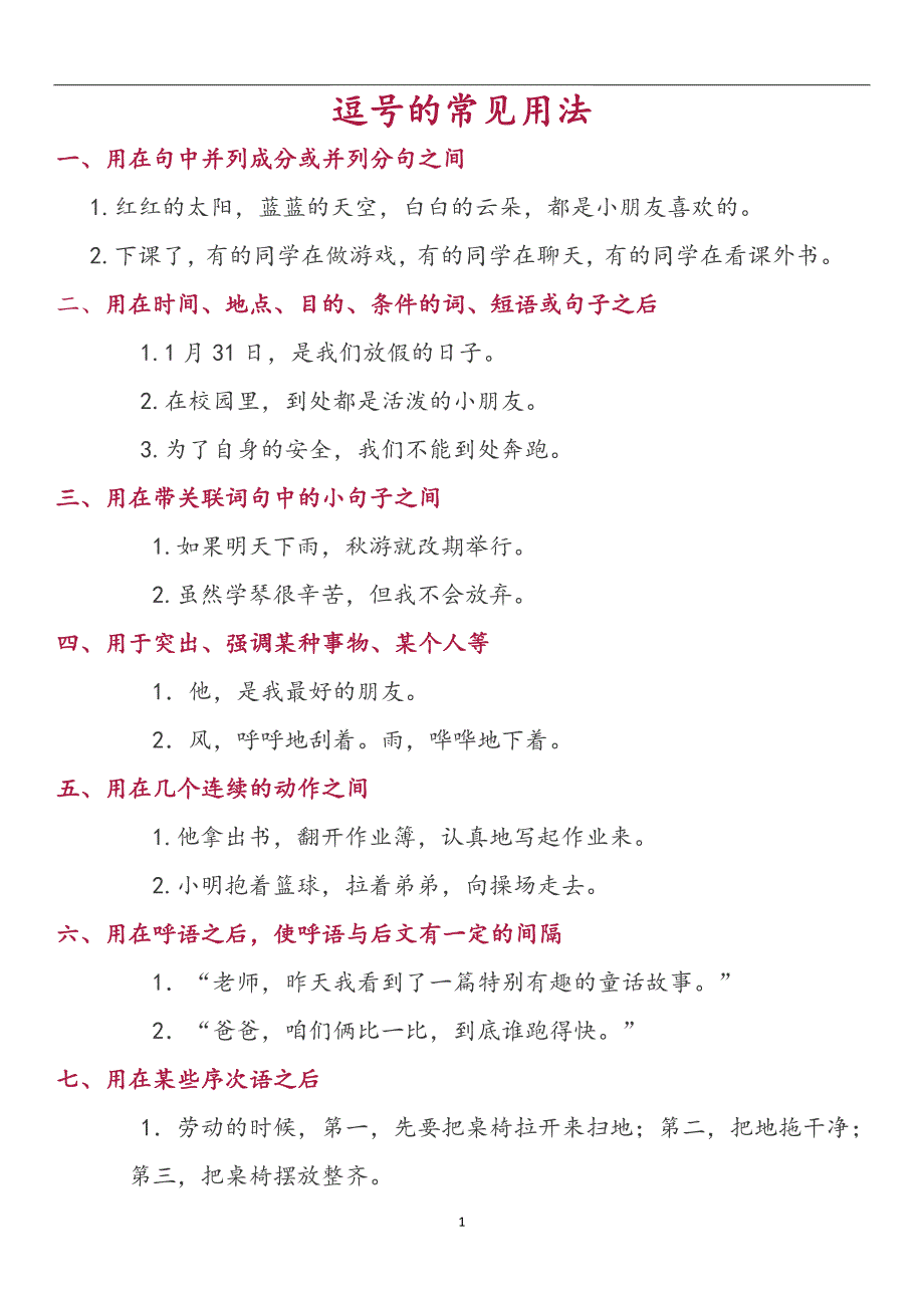 （2020年7月整理）逗号的常见用法.doc_第1页