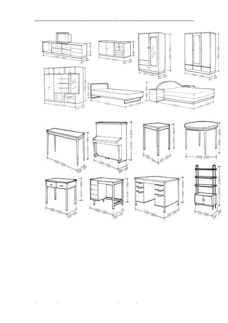 室内设计中的家具尺寸图例与材料_第3页