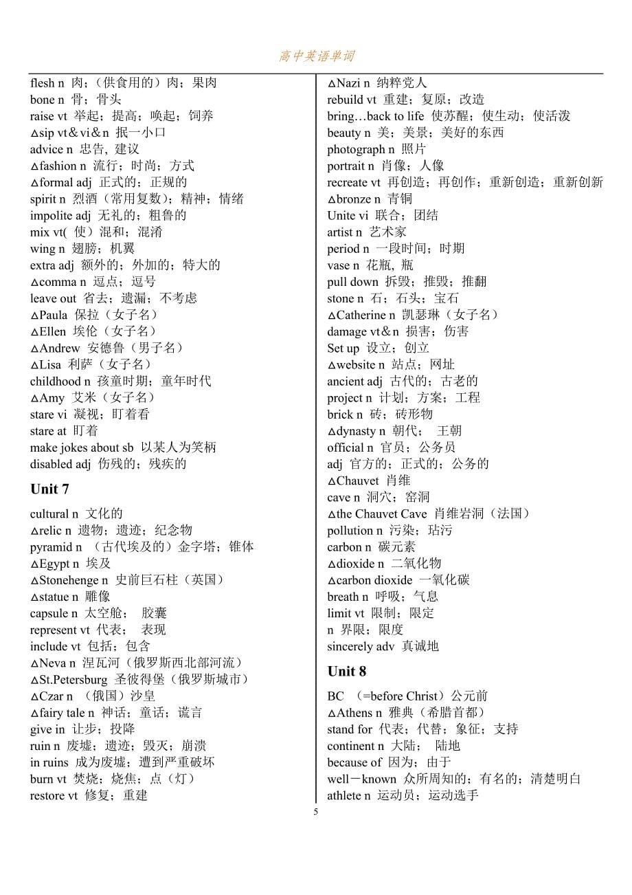 （2020年7月整理）高中英语课本单词大全.doc_第5页