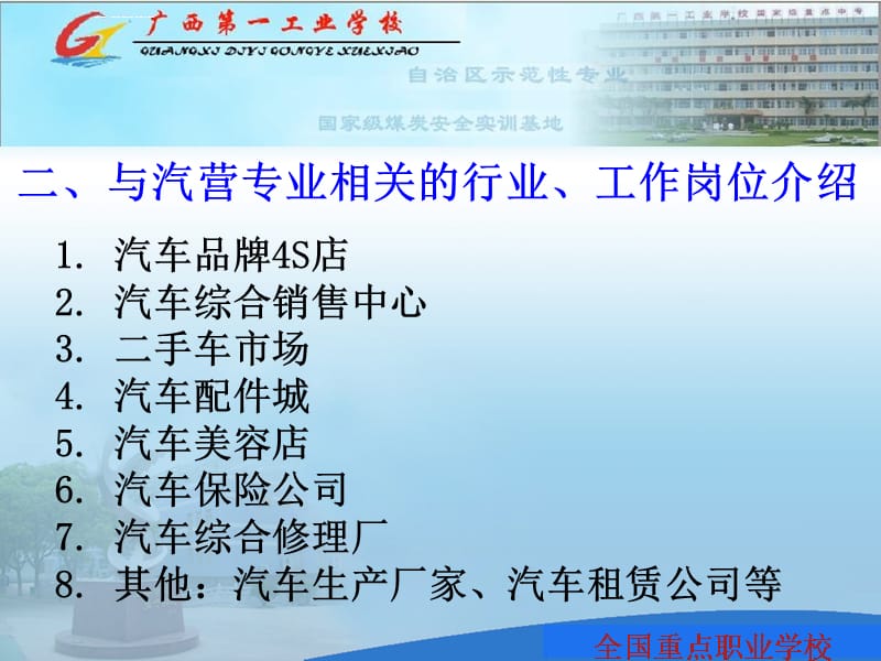 汽车整车与配件营销专业介绍-广西第一工业学校课件_第4页