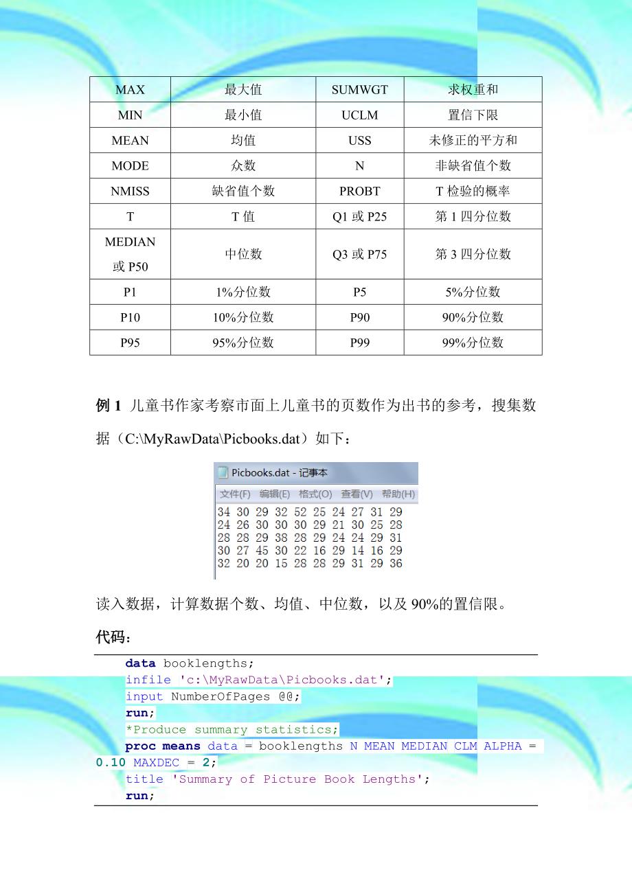 SAS学习系列PROCMEANS均值以及均值的T检验_第4页