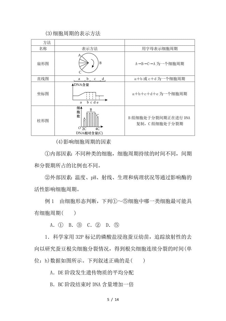 最新高考生物一轮总复习 第4单元 细胞的生命历程 第1讲 细胞的增殖1学案_第5页