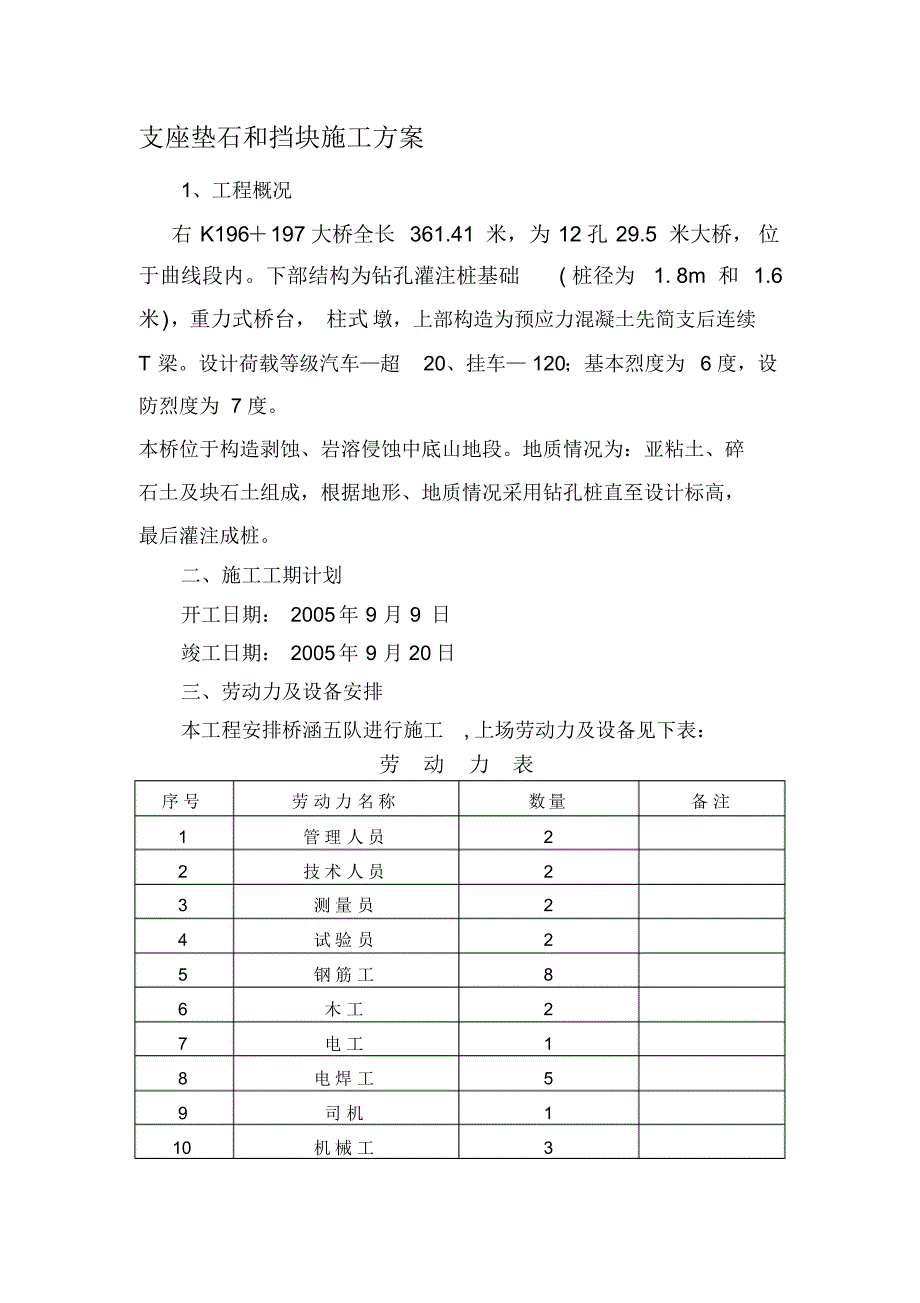 支座垫石和档块施工方案_第1页