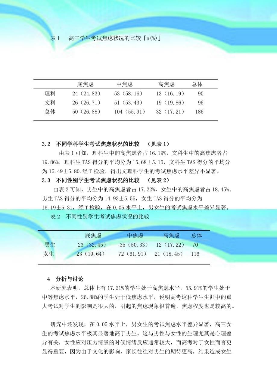 lunwen高三学生考试焦虑状况调查研究_第5页