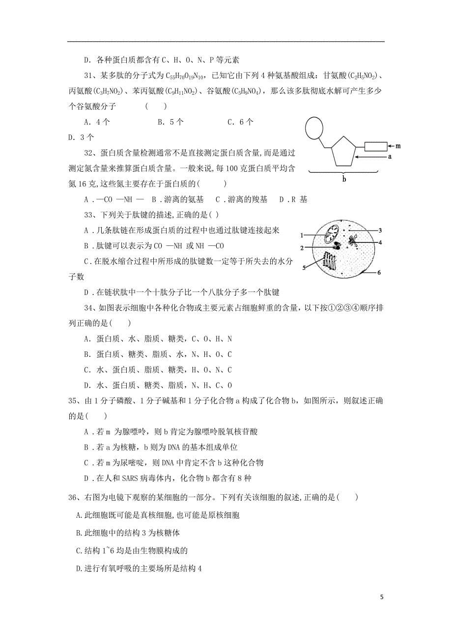 最新高二生物上学期9月月考试题_第5页