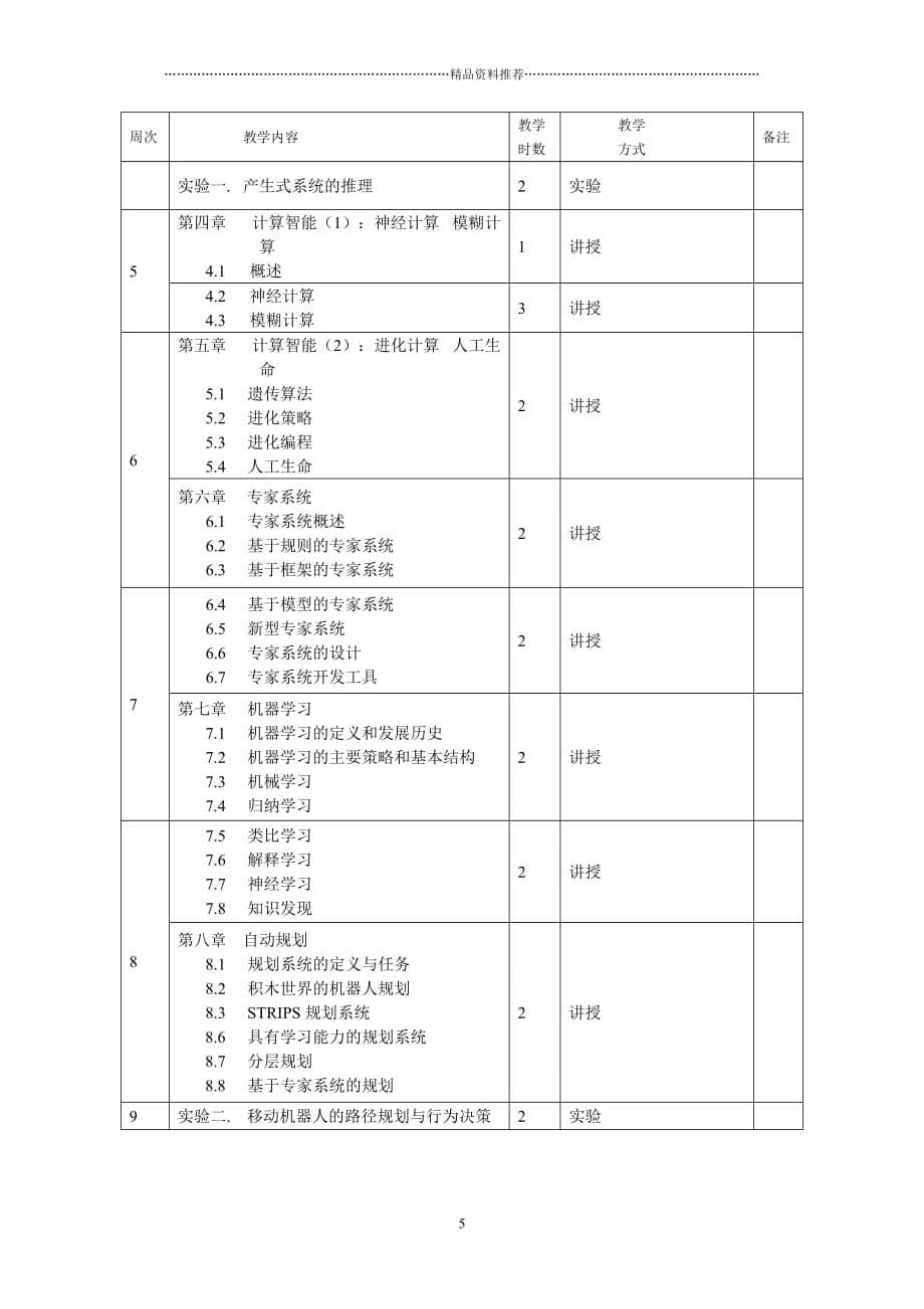 《人工智能》课程教学大纲精编版_第5页