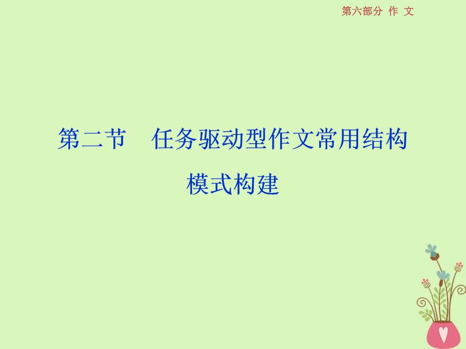 高考语文一轮复习第六部分作文第二章胸中有丘壑笔下有山谷整篇模式构建篇2第二节任务驱动型作文常用结构模式构建课件苏教版_第1页