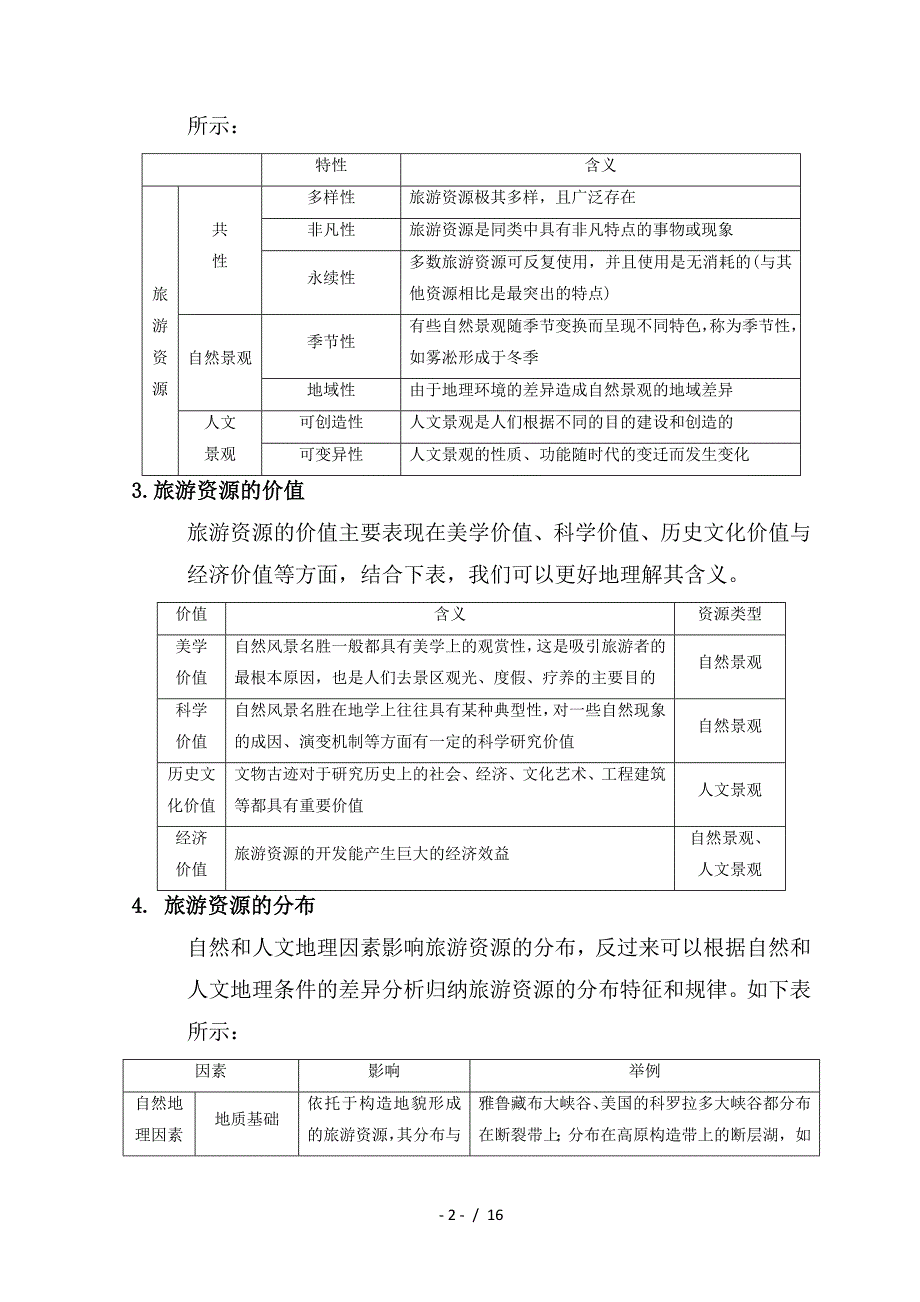 最新高考地理一轮复习旅游地理学案中图版选修3_第2页