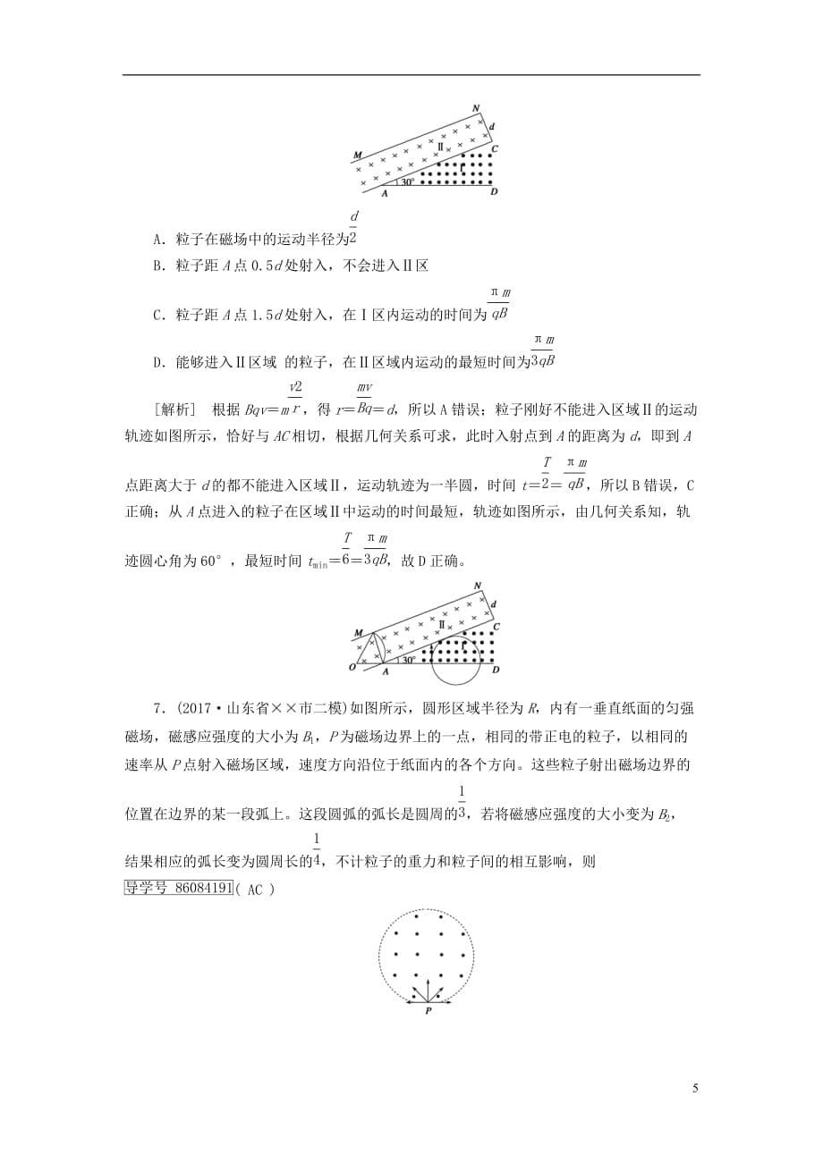 最新高考物理大二轮复习第9讲磁场及带电体在磁场中的运动专题复习指导练案_第5页