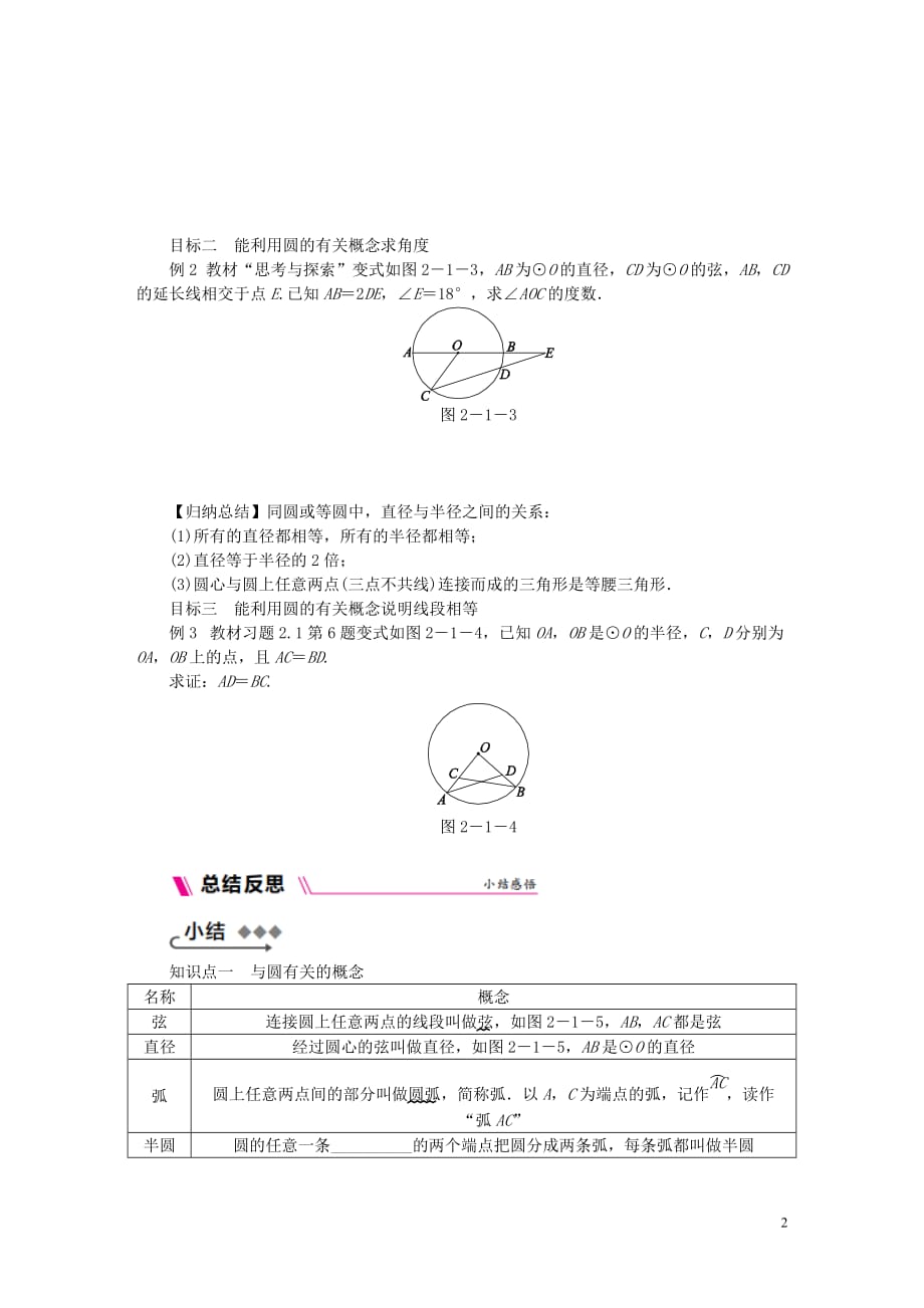 九年级数学上册第2章对称图形_圆2.1圆第2课时与圆有关的概念练习新版苏科版_第2页