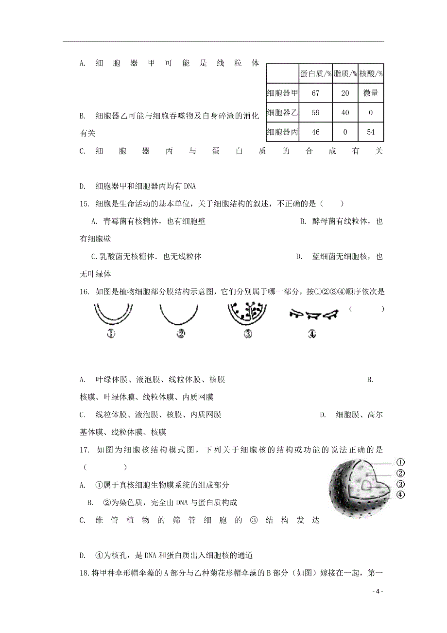 最新高二生物10月月考试题(4)_第4页