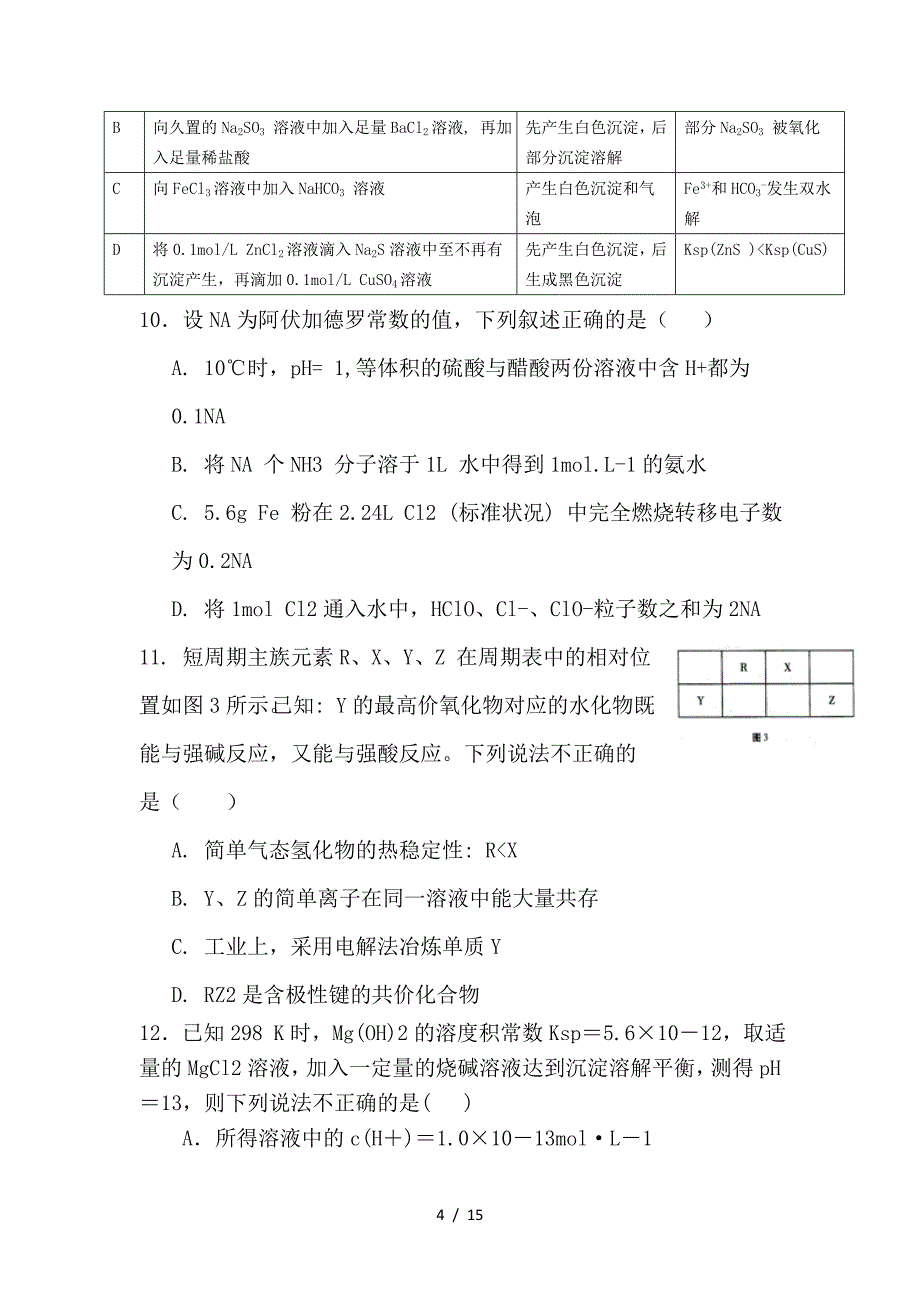 最新高二化学下学期入学考试试题_第4页