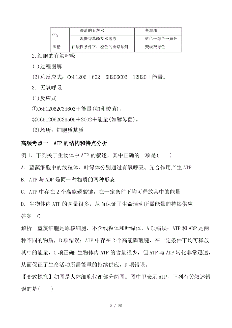 最新高考生物一轮复习 专题3-2 ATP与细胞呼吸教学案_第2页