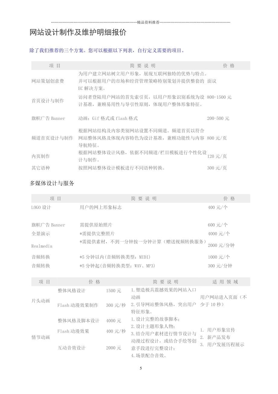 建站方案及设计案例-网站策划书参考精编版_第5页