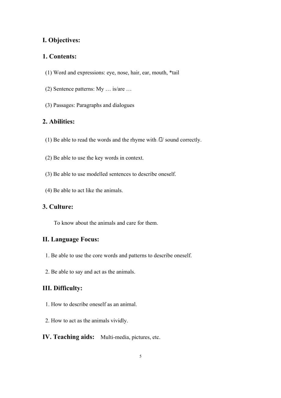 牛津上海版（试用）三年级英语上册Module2 Unit3 About Me教案1_第5页