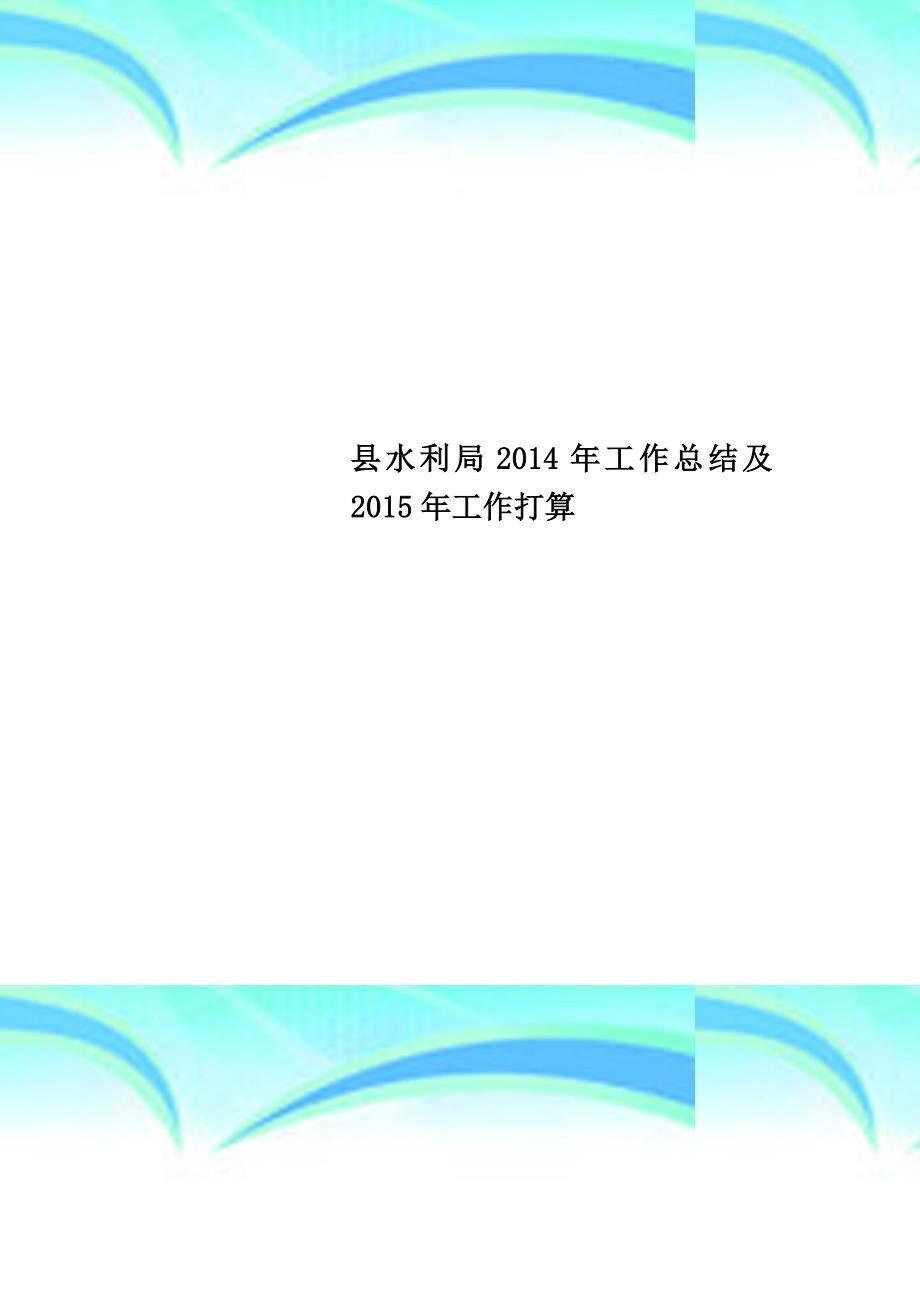 县水利局年工作总结及年工作打算_第1页