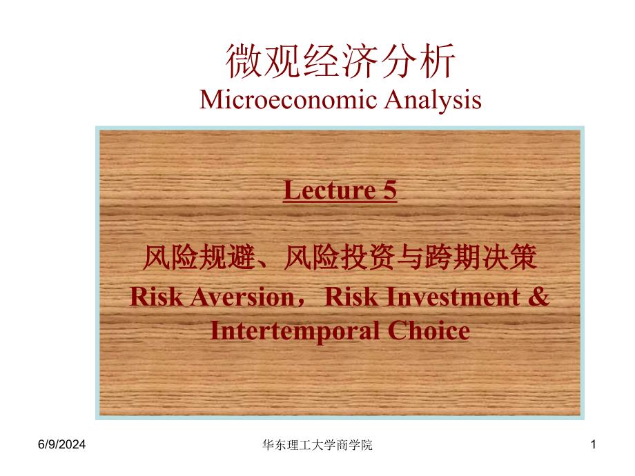 高级微观经济学讲义-第五讲课件_第1页