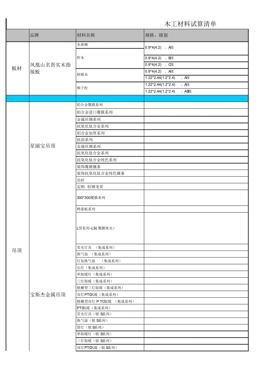 【装饰装修预算】家庭装修套表excel模板_第1页