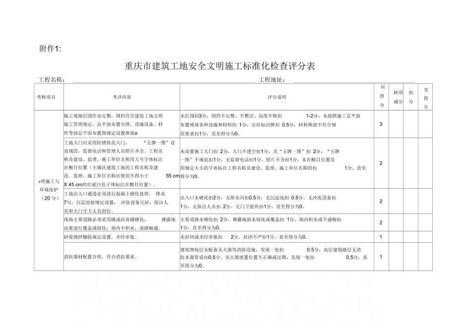 重庆市安全文明施工标准化评分1_第1页