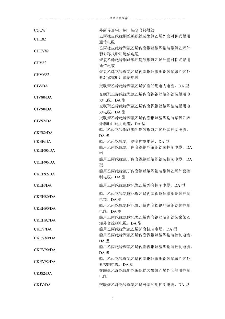 电线电缆规格型号(全部)精编版_第5页