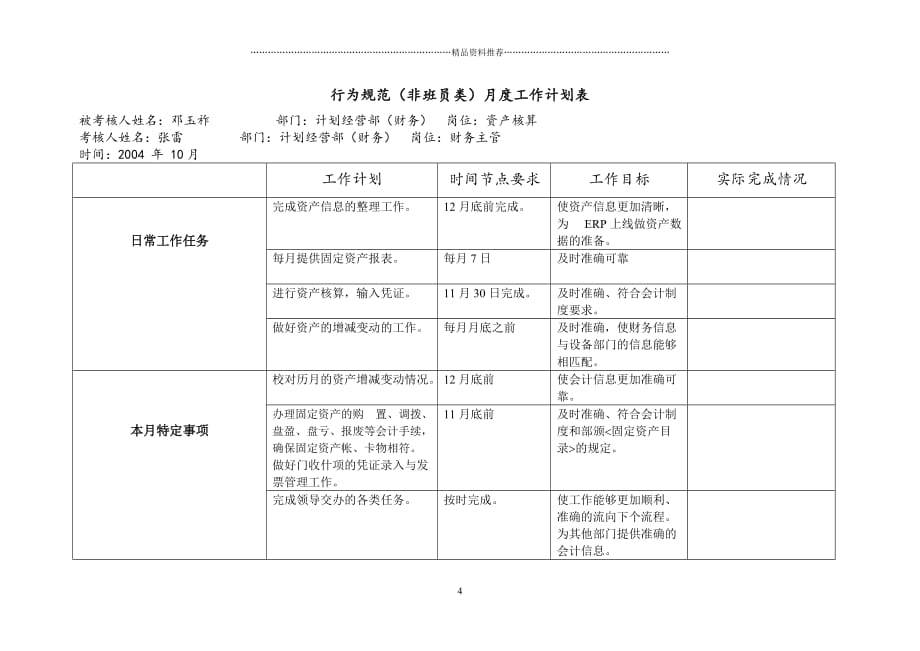 电力公司市区供电公司沪北供电分公司资产核算专职行为规范考评表精编版_第4页