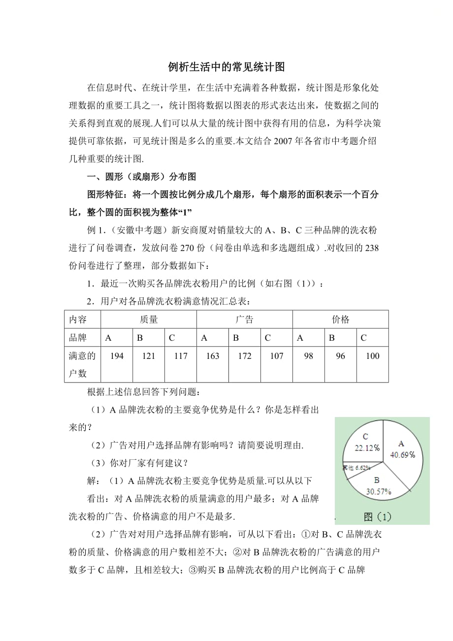 新青岛版七年级数学上册第四章例析生活中的常见统计图_第1页