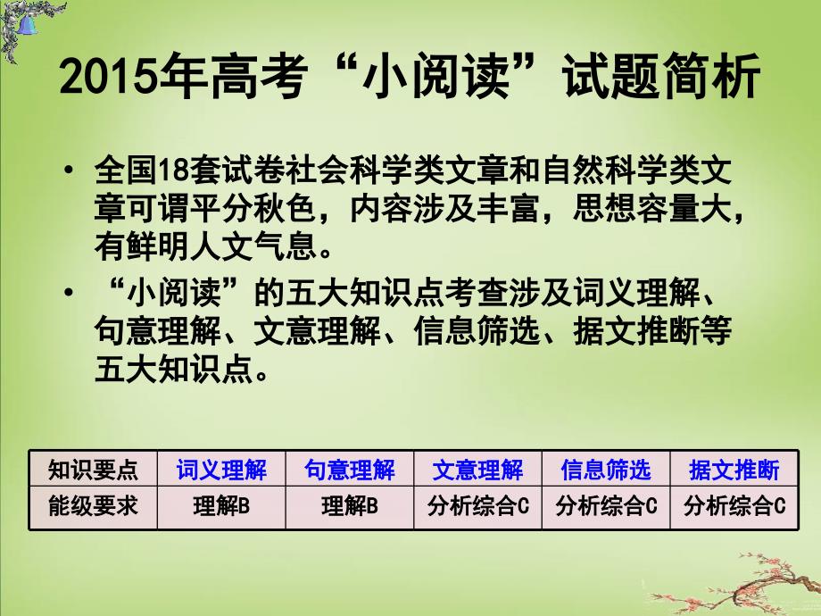 云南省保山一中高考语文一轮复习 小阅读课件_第2页