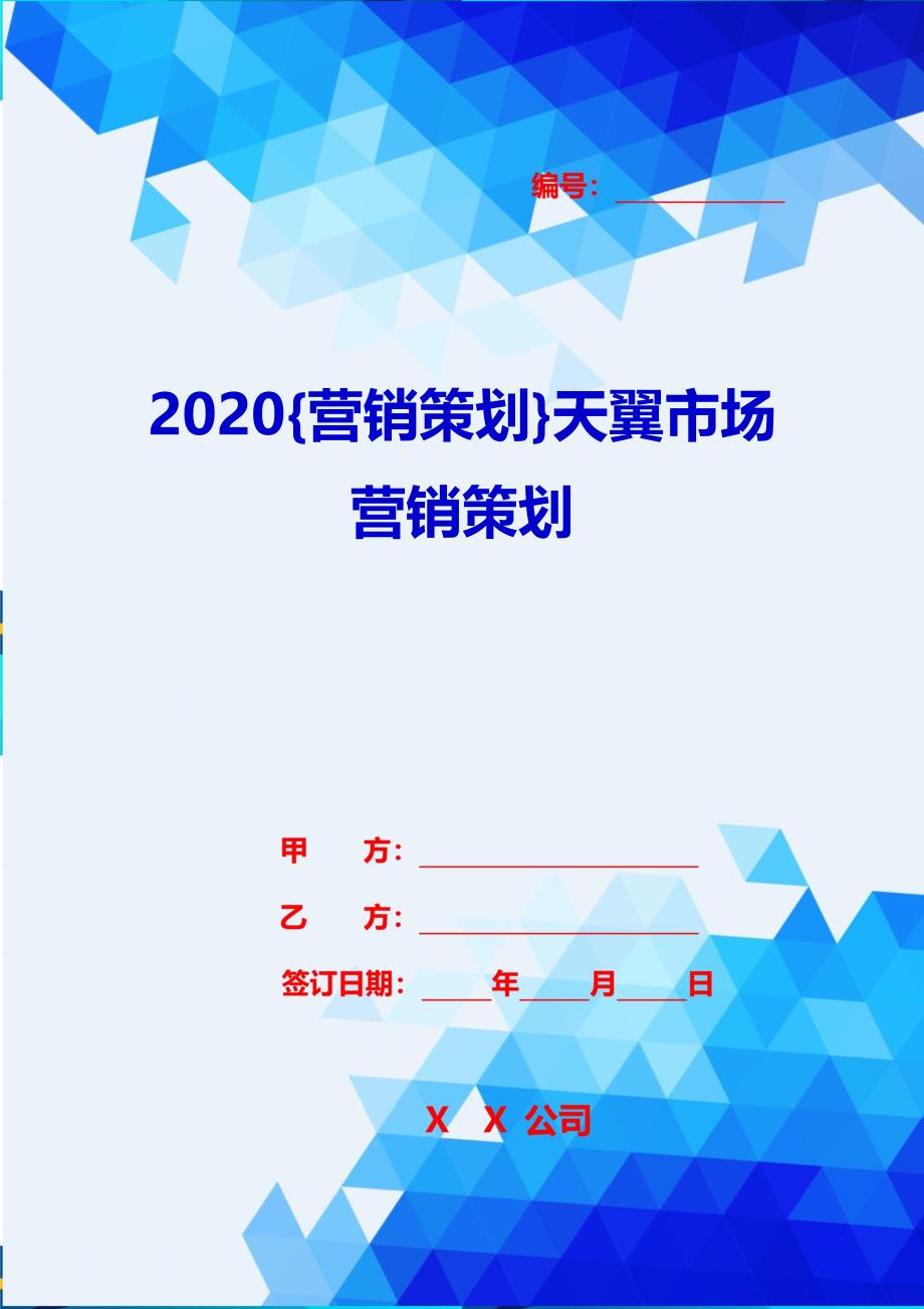 2020{营销策划}天翼市场营销策划_第1页