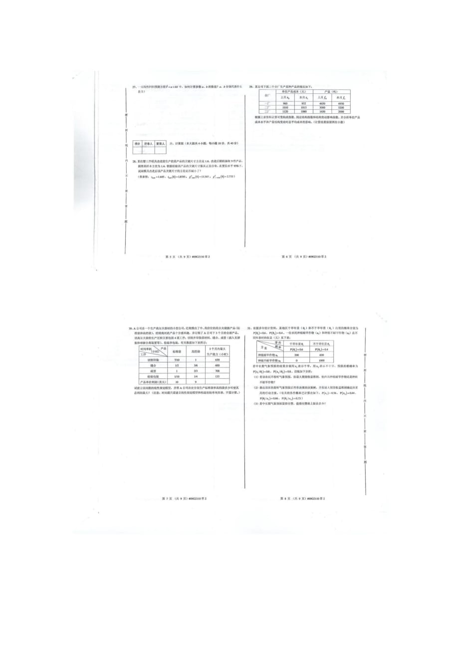 上海自考05058管理数量方法2009年10月份试卷_第2页