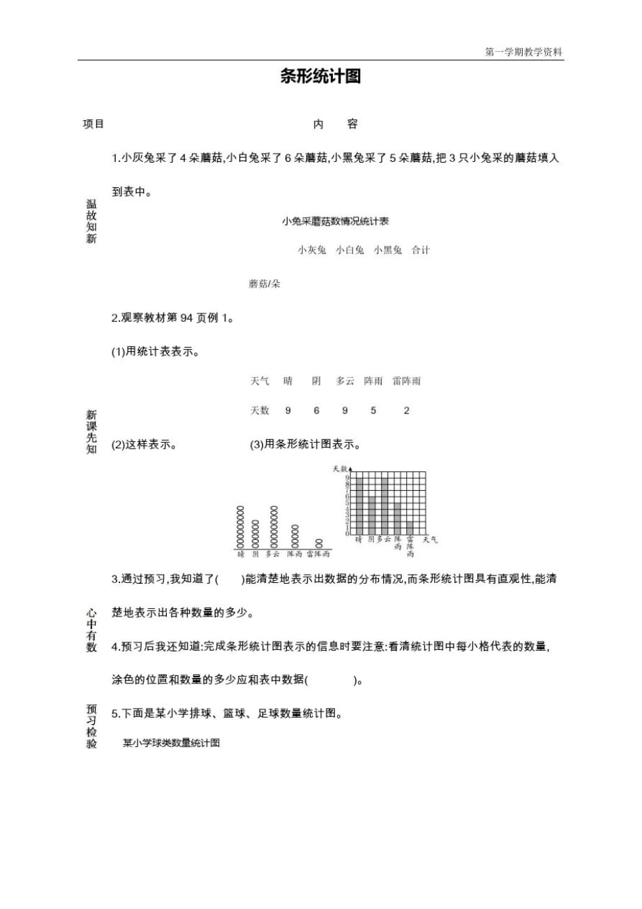 最新人教版四年级数学上册《条形统计图》导学案_第1页