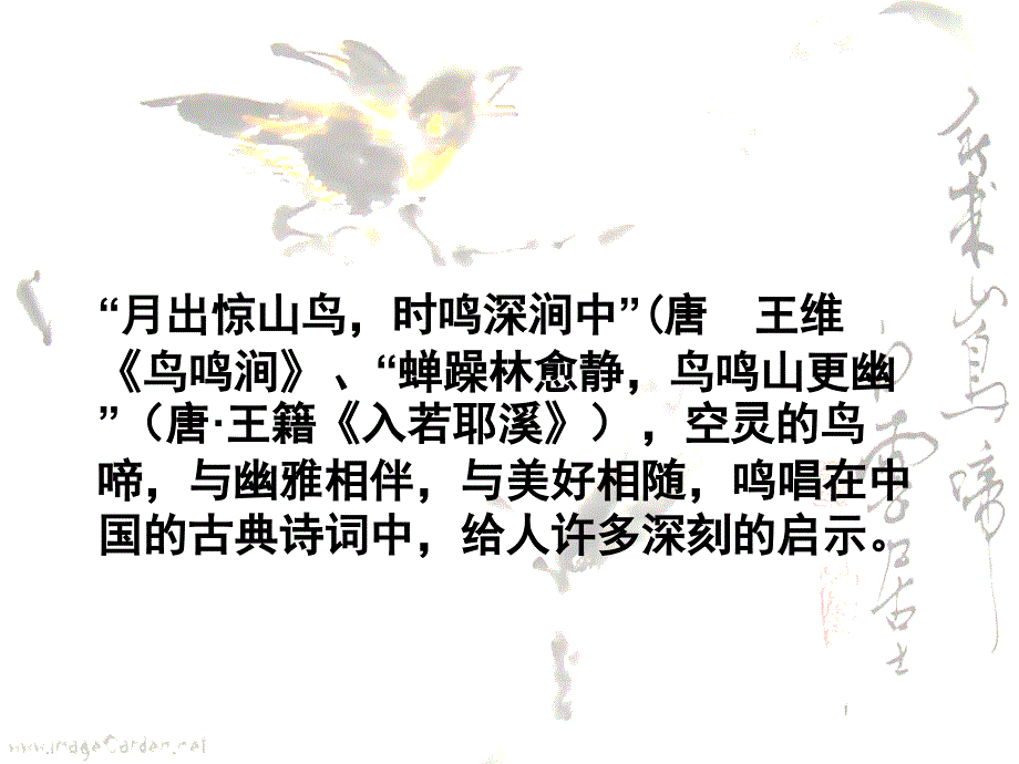 浙江省临海市杜桥中学高中语文 第一专题 鸟啼课件 苏教必修2_第1页