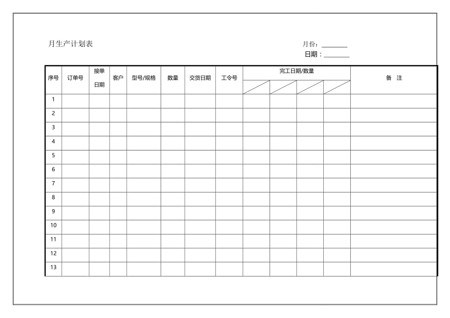 {生产计划}月生产计划表表格_第2页