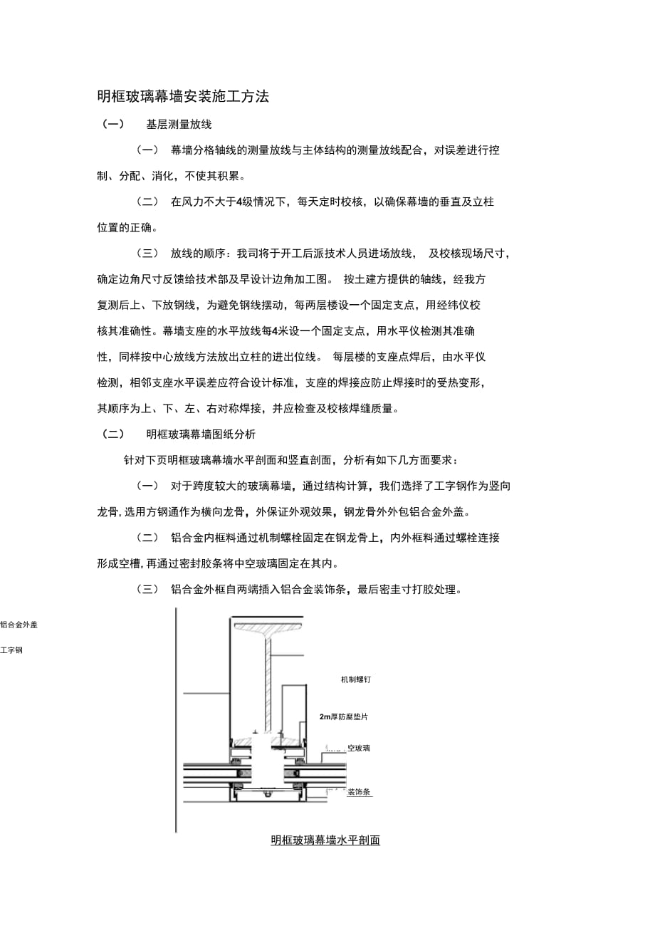 202X年Z明框玻璃幕墙安装施工方法_第1页