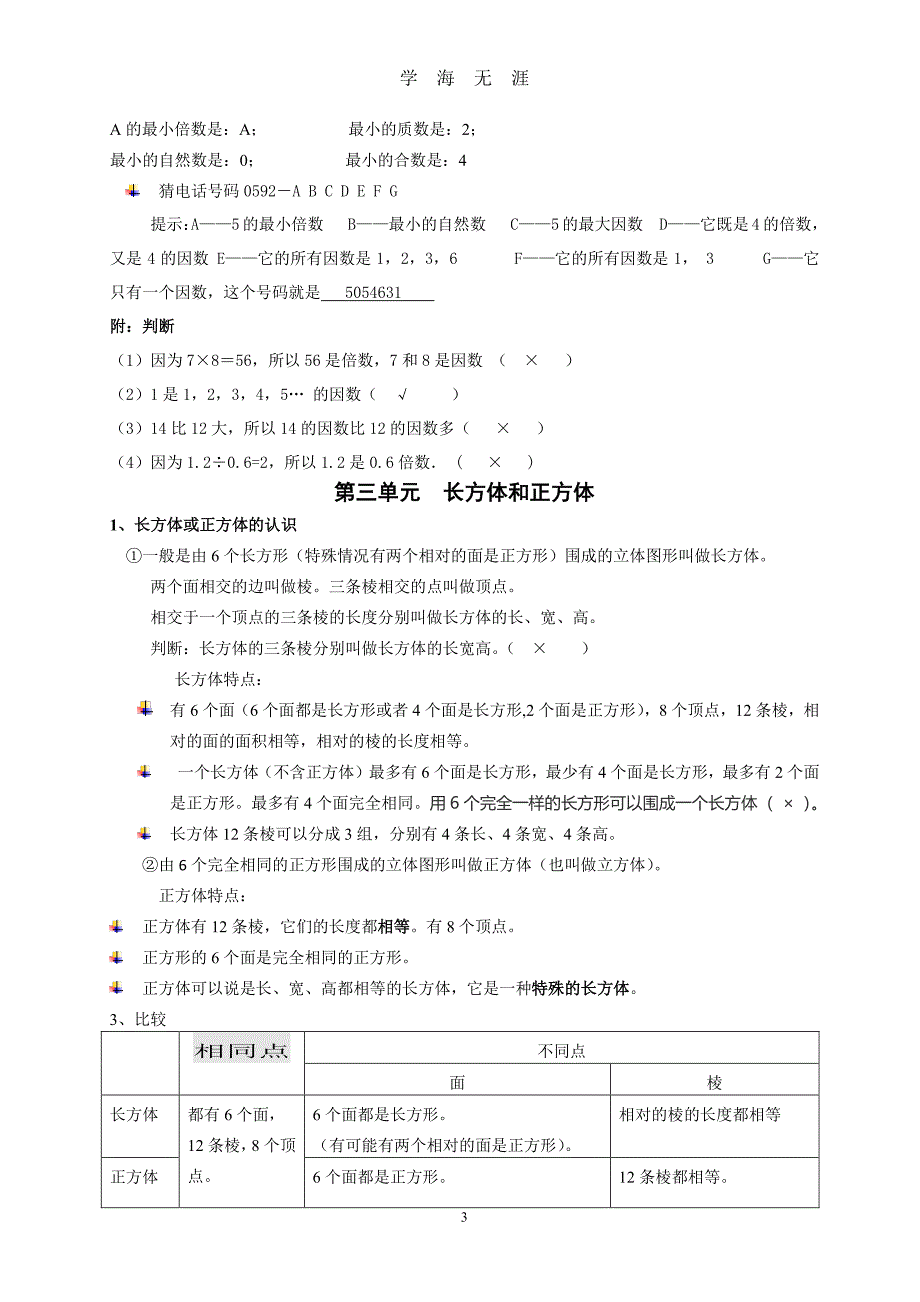 最新人教版五年级下册数学知识点归纳（2020年7月整理）.pdf_第3页