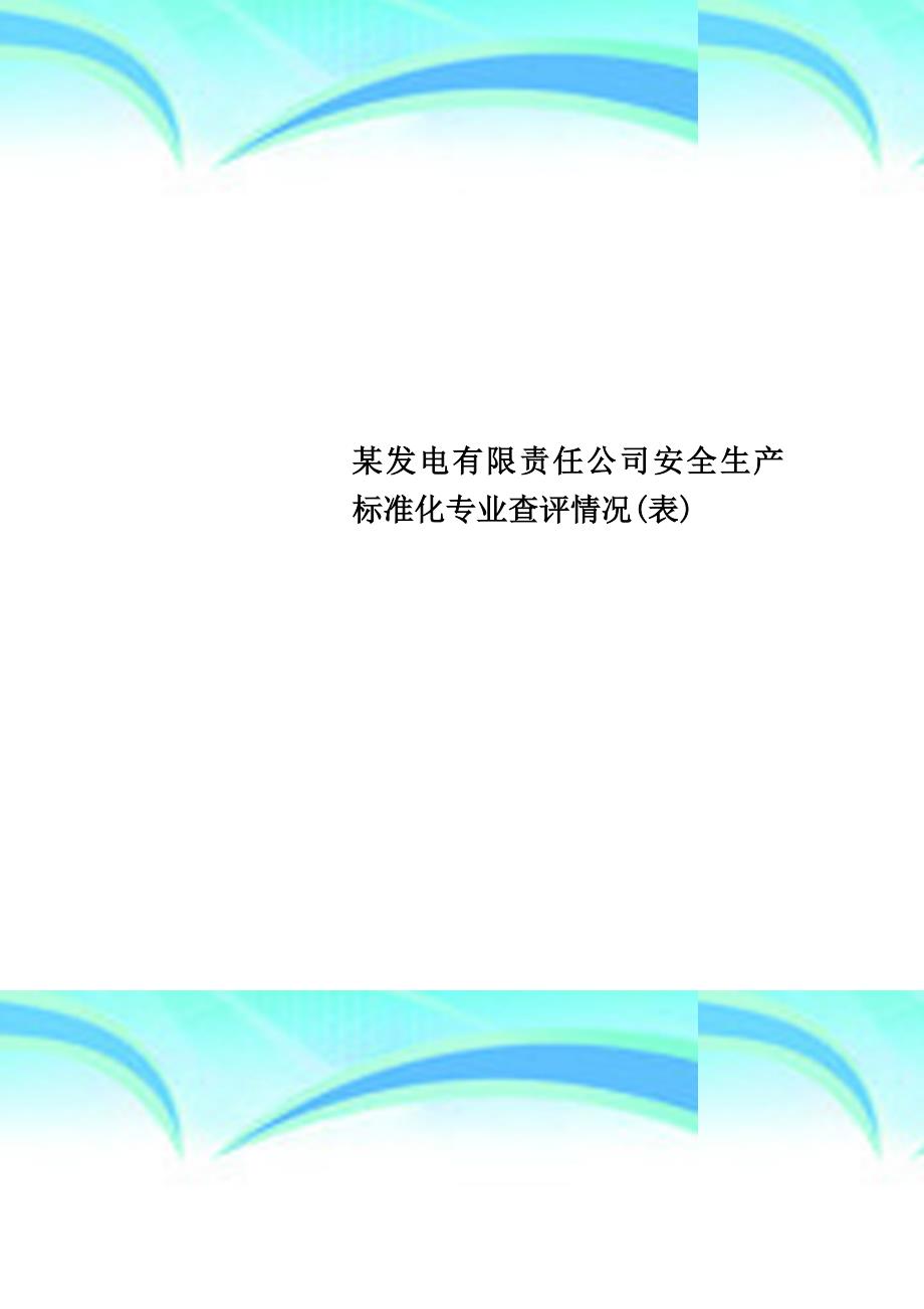 某发电有限责任公司安全生产标准化专业查评情况表_第1页