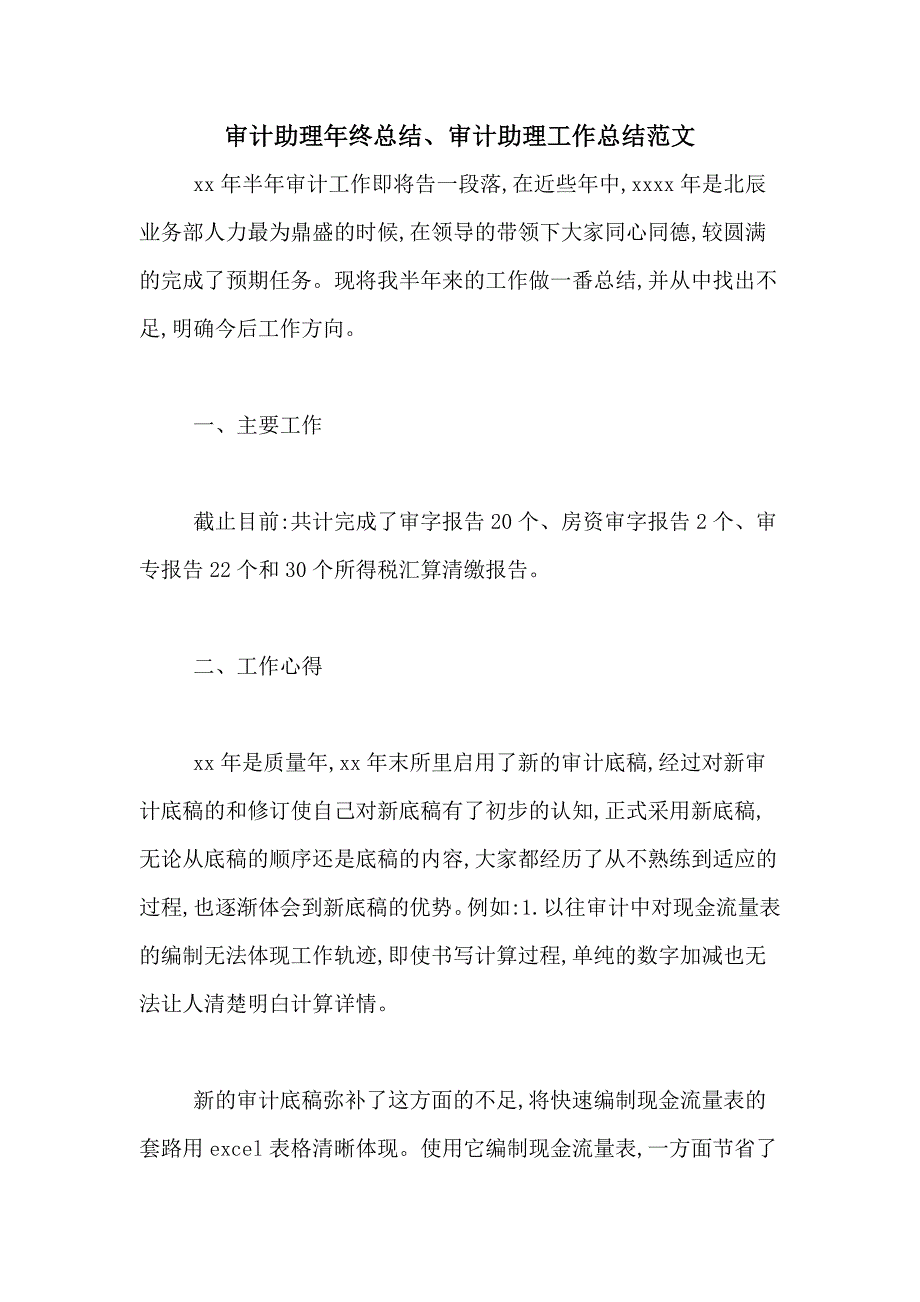 审计助理年终总结、审计助理工作总结范文_第1页