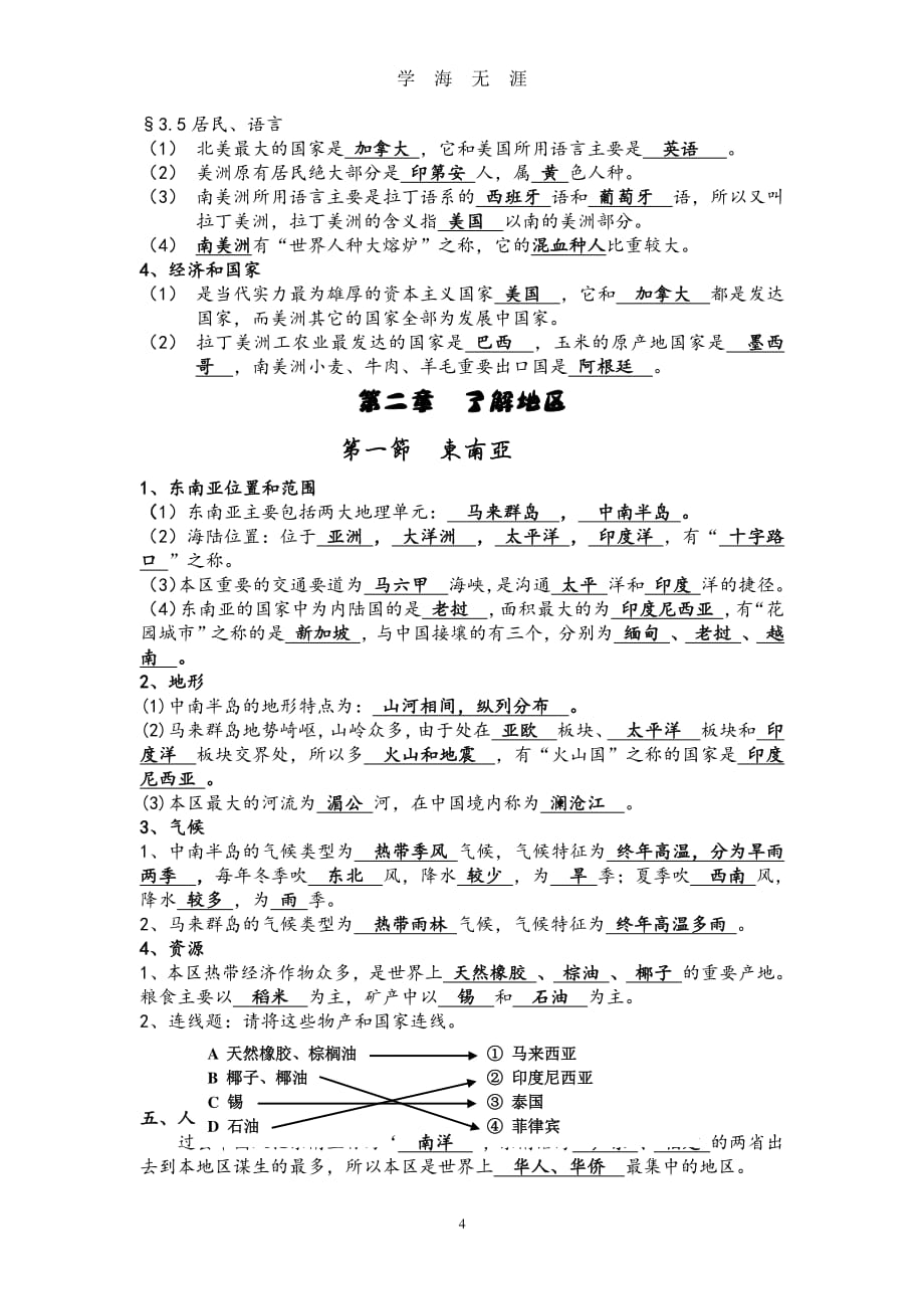 初一地理下册期中考试复习提纲【完整复习笔记】（2020年7月整理）.pdf_第4页