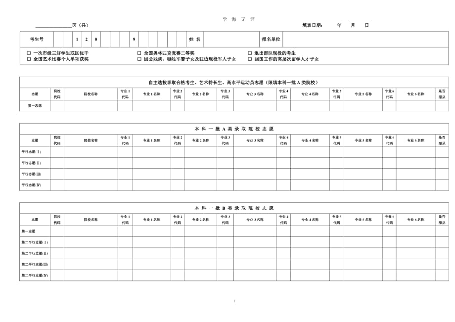 高考志愿表(一)（2020年7月整理）.pdf_第1页