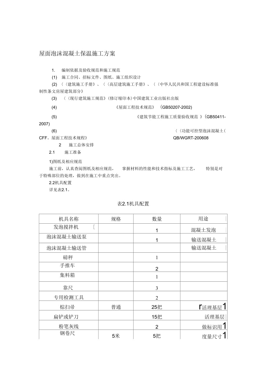 202X年屋面泡沫混凝土保温施工方案_第1页